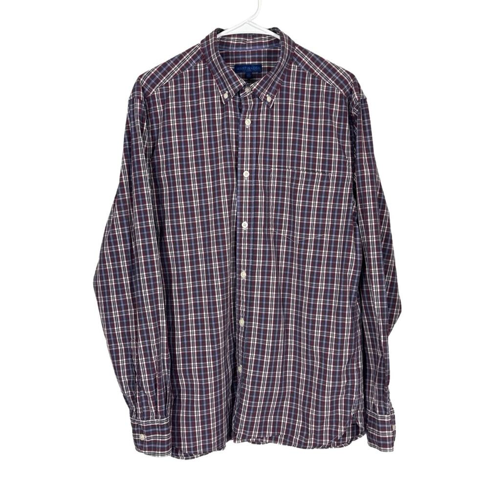 MARTIN + OSA Slim Plaid Button Down Shirt Casual Men's Size Large